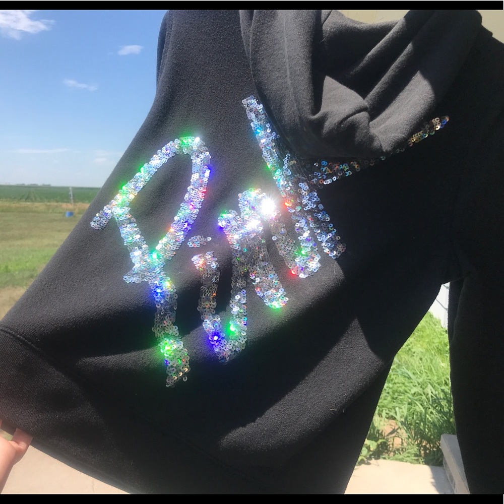 Pink sequin zip up hoodie 2013